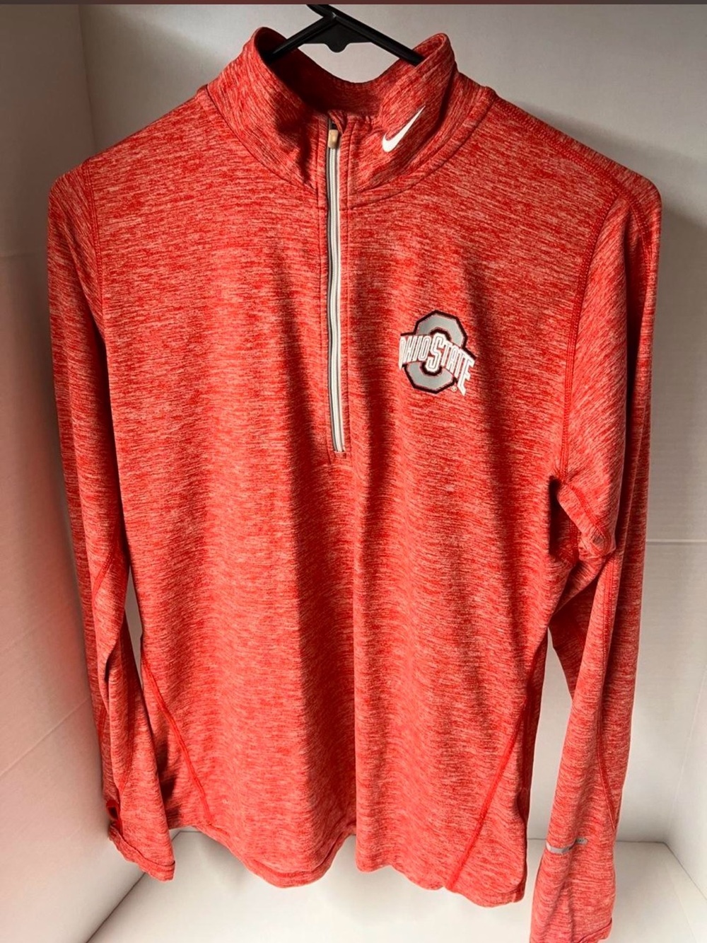 Nike Red Heathered Quarter-Zip Pullover with Ohio State Logo